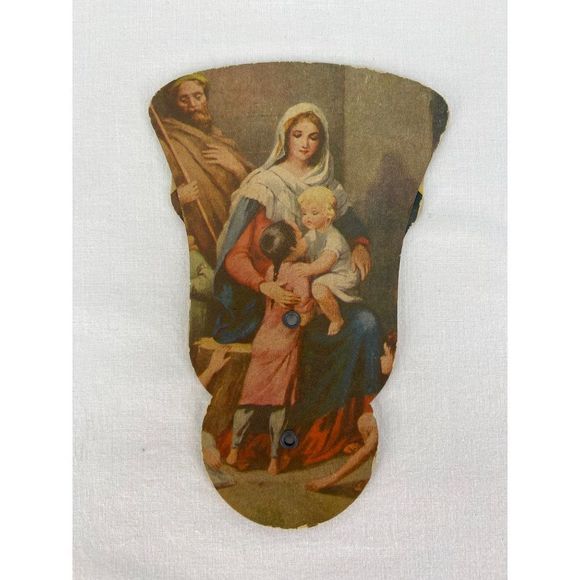 VTG The Child Jesus Mary and Children Cardboard Folding Fan Funeral Home Ad Dand - Picture 8 of 9
